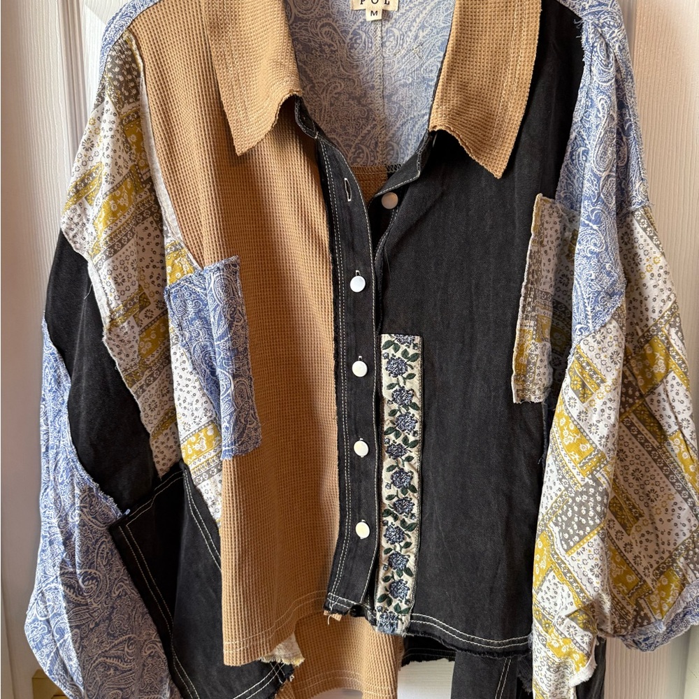 Pol Patchwork Button Up Medium - image 3